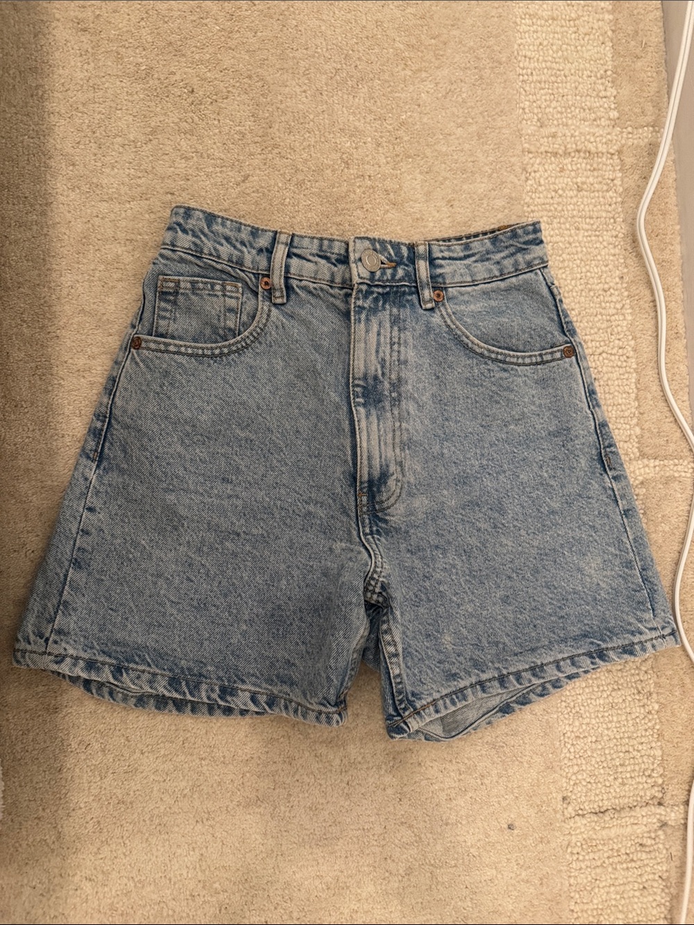 Zara Light Blue High-Waist Denim Shorts